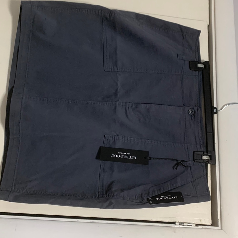Steel grey stretch cargo mini skirt